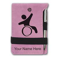 Mini Notepad, Wheelchair Volleyball, Personalized Engraving Included (Pink)