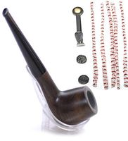 ShowJade (TM) Tobacco Pipe Billiard Handmade Ebony Pipe with Stand and Free Cleaning Tool.