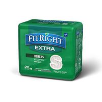 FitRight Extra Adult Briefs with Tabs, Moderate Absorbency, Small, 20"-33", 4 packs of 20 (80 total)