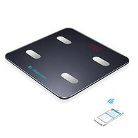 Kingcenton Smart Bluetooth Body Fat Scale, Digital Weight Monitor 400lb / 180kg, Measures Body Weight, Water, Fat, BMI, BMR, Muscle Mass, Bone Mass and Visceral Fat w/App for iOS/Android (Black)