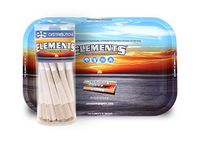 Elements Rice Paper King Size Pre-Rolled Cones with Filter Tips - Bundle (50 Pack and Small Rolling Tray)