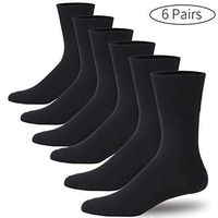 Forcool Unisex Diabetic Cotton Socks, Cushioned Seamless Toe Non Binding Loose Top Dry Fit Better Circulation Diabetes Socks Crew for Men Women Extra Wide, 6 Pairs Black X Large