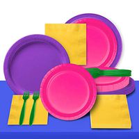 Disposable Paper Plates Dinnerware Set - 2 Size Plates, Napkins, Forks and Table Covers - Full Party Supply Pack Serves 20 (04_Frozen)