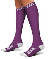 SB SOX Compression Socks (20-30mmHg) for Men & Women - Best Stockings for Running, Medical, Athletic, Edema, Diabetic, Varicose Veins, Travel, Pregnancy, Shin Splints (Purple/White, Large)