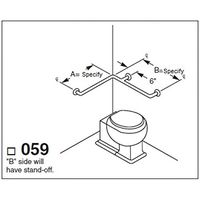 Bradley 8120-059000 Heavy Duty Stainless Steel Standard Grab Bar with Concealed Mounting, 1-1/2" OD x 36" Rear Length x 52" Side Length