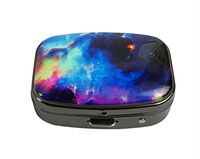 XUTAI Custom Personalized Square Stainless Steel Gun Silver Glass Travel Pill Case Vitamin Decoration Box (Galaxy Space)