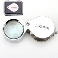 Foldable Chrome Jewelers Loupe 10x21mm Magnifier Magnifying Eye Glass Lens