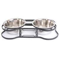 Iconic Pet 8-Cup Heavy Duty Pet Bone Design Double Diner, 64-Ounce