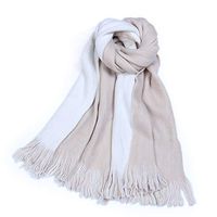 NOMSOCR Women Tassel Cashmere Scarf Winter Keep Warm Long Thick Shawl Scarves, Both Sides are Available (White)