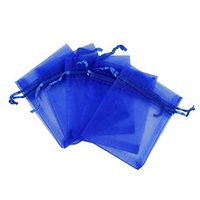 Fengirl Drawstring Organza Jewelry Pouches Wedding Party Christmas Favor Gift Candy Bag (4x6inch, Blue)