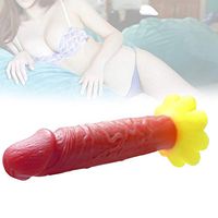 Sucastle Size 5.9 Inches Double-Layer Liquid Silicone Soft-Dî'ldɔ with Chrysanthemum Base Suction Cup Role-Playing Women Massager Easy to Clean