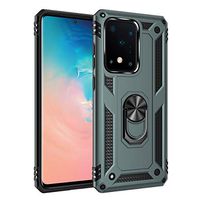 Thin fit case Compatible for Samsung Galaxy S11 Plus Case with Dual Layer 2 in 1 Extreme Slim Anti-Fall Cover Soft Silicone Protection Finger Ring Holder Kickstand Magnetic Car Mount Cover (Green)