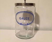 Grafco 3454A-G Labeled Glass Sundry Jars with Covers - 'Gauze' Jar with Cover