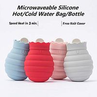 Microwaveable Silicone Hot/Cold Water Bag/Bottle with Knit Cover 313mL (Blue)
