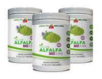 Cholesterol Supplement - Organic Alfalfa Juice Powder - superfood Powder antioxidants - 3 Cans 24 OZ (150 Servings)