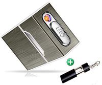 20pcs Cigarette Case Module with Electric Lighter USB Rechargeable Metal Exterior + 1pcs Portable Ashtray (Black)