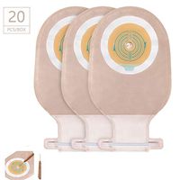 Carbou 1 Piece Ostomy Colostomy Bags with Measure Card,Ostomy Supplies Drainable Pouch Twist-Tie for Stoma Care, Cut-to-Fit, FDA Approved(20pcs/Box)