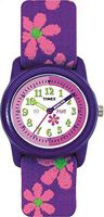 Timex Girls T89022 Time Machines Purple Floral Elastic Fabric Strap Watch