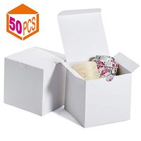 MESHA Gift Boxes 4x4x4 Inches，Kraft Paper Gift Boxes with Lids for Gifts，Crafting，Cupcake，Cardboard Boxes，Bridesmaid Proposal Boxes，Wedding Favor Boxes，Gift Ornaments，Easy Assemble Boxes， (50)