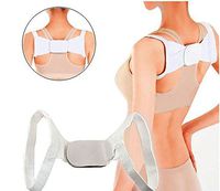 Adjustable Therapy Back Support Brace Belt Band Posture Shoulder Corrector White