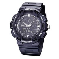 Meidexian888 Men's Outdoor Sports Waterproof Calendar Alarm Clock Multi Function Electronic Watch (White)