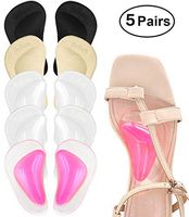 Dr. Foot Plantar Fasciitis Arch Support Shoe Insoles 5 Pairs, Thicken Gel Arch Pads for Flat Feet - Self-Adhesive Arch Cushions Inserts for Men and Women (Clear*2+Black+Beige+Pink)