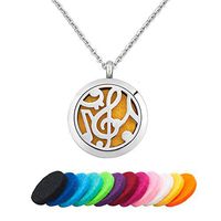LilyJewelry Music Staff Note Aromatherapy Essential Oil Diffuser Necklace Pendant Stainless Steel Locket Necklace with 12 Refill Pads (Music Note 1)