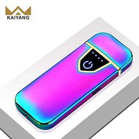 L and D Labs Portable USB Chargeable Lighter Windproof Coil Slim Touch Sensor Double Side Ignition Set with USB Charging Cable (Rainbow)