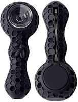 Unbreakable Honey Silicone Straw Pipe with Cleaner Cover and Decorative Bowl Interior (Black), Black