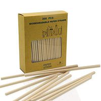 DJ Danjub 200-Pack Brown Kraft Paper Straws Biodegradable - Plasticless Compostable Paper Straws | Bulk Tall 7.75" Paper Straws | Eco-Friendly Drinking Paper Straws for Parties Supply, Juices, Wedding