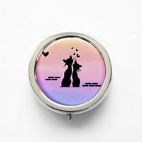 RhyNSky Animal Cat Mini Portable Pocket Pill Box Case Holder for Purse, 3 Compartments, Silvery, FS6