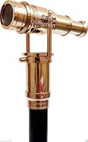 Brass Telescope Head Handle Victorian Vintage Wooden Walking Stick Cane Spy Cane