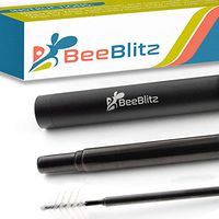 Collapsible Reusable Metal Straws with Case - Sleek Black Portable Metal Travel Straw with Case and Cleaning Brush by BeeBlitz (Black)
