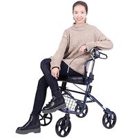 Rsiosler Elderly Walker Rollator, Lightweight Folding 4 Wheel Shopping Trolley with Padded Seat and Basket,Elderly Rollator Walker,Blue