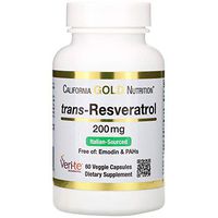 California Gold Nutrition Trans-Resveratrol 98 Pure 200 mg 60 Veggie Caps, Egg-Free, Fish-Free, Gluten-Free, Milk-Free, Peanut Free, Soy-Free, Shellfish Free, Treenut Free, Wheat-Free, CGN