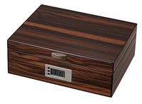 Visol Ridge Macassar Ebony Wood Cigar Humidor with Free Laser Engraved Metal Plate (Vine Monogram)