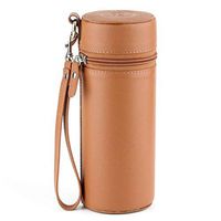 Mrs. Brog Elegant Full Grain Leather Cigar Humidor - Travel Case - Tan