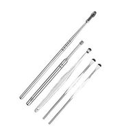 giveyoulucky 5Pcs Unisex Stainless Steel Spiral Ear Picks Spoon Wax Removal Cleaner with Box Clean and Easy to Use Silver