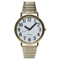 Unisex Low Vision Watch Gold Tone White Face