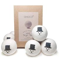 OHOCO Wool Dryer Balls 6 XL Pack from Organic Natural Wool for Laundry, Fabric Softening - Anti Static, Baby Safe, No Lint, Odorless and Reusable, Snowman