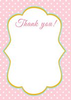 30 Thank You Cards Pink White Gold Blue Polka Dots Design Baby Shower Birthday Party + 30 White Envelopes