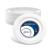SPHERE PARTY PLATES/APPETIZER PLATES | 7 Inch Plastic Plates for Dessert Etc.| Round White Everyday Plate, 40 Pack | Elegant & Sturdy Heavy Duty Disposable Plates for all Holidays & Occasions