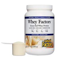 Whey Factors by Natural Factors, Grass Fed Whey Protein Concentrate, Aids Muscle Development and Immune Health, Gluten Free, French Vanilla, 12 oz (13 servings)