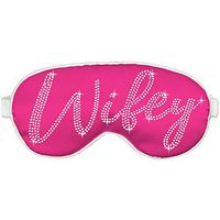 Bride Sleep Mask - Crystal Rhinestone Wifey Sleep Mask - Bridal Shower Gifts, Supplies Blackout Eye Mask - Hot Pink with White Piping