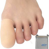 Chiroplax Gel Toe Cap (10 Caps+ Pouch) Toe Sleeve Protector Cushions Pads Guard Separator for Bunion Hammer Toe Callus Corn Blister Missing Ingrown Nails Ballet Pointe (Large - 10 Pack, Beige)