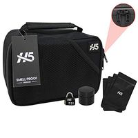 Smell Proof Bag Set - Premium YKK Zippers - Odor Proof Dog Tested Bag Plus Smellproof Container, 4X Resealable Pouch Baggies and Combo Lock - Smell Proof Case/No Scent Travel Storage Stash Box