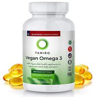 Vegan Omega 3 Supplement – with 300mg Algae Based DHA, 150mg EPA – 180 Sustainable Softgels for Heart, Immune & Brain Health Support in Pregnancies, Women, Men, Children by TAHIRO