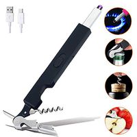 Candle Lighter - Abanok Multipurpose Arc Electric lighters Long USB Rechargeable Windproof Flameless Lighter for BBQ Grilling Camping Gas Stove with Safety Lock in Gift Box (Black)