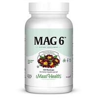 Maxi Health MAG 6 - Magnesium - with Vitamin B6 - Kidney Stones Support - 120 Capsules - Kosher