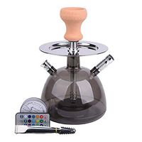 Douup 1 Hose Hookah, 11.2" Shisha Narghile Hookah Set with Remote and LED Light, Acrylic Shisha Smoking Party Set, Arab Hookahs Set for Water Smoking,Black